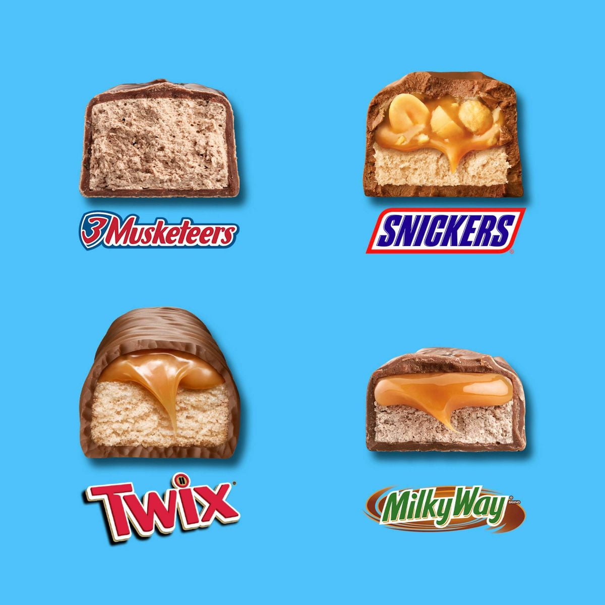Snickers, Twix, Milky Way, 3 Musketeers Minis Chocolate Candy Bars - 19.49oz Bulk Bag - Pack of 2