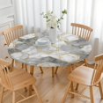 thumbnail image 3 of Gray Marble Gold Hexagon Pattern Round Fitted Tablecloth with Elastic Edge,Dining Table Cover Waterproof,Outdoor Round Tablecloth for Camping,Dining,Indoor and Outdoor, 3 of 7