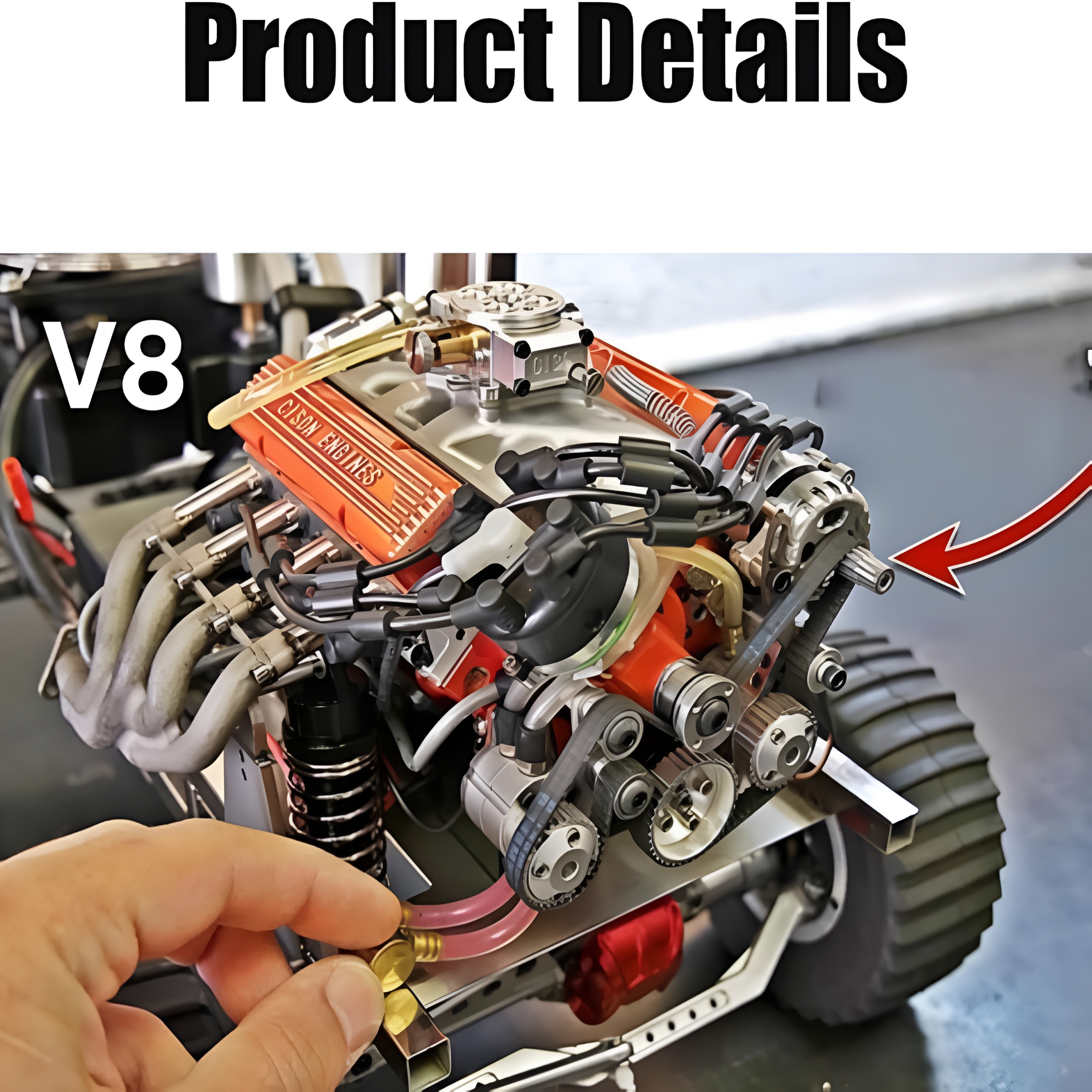 BESTSKY V8 Engine Kit Gas,Gasoline Ohv V8 Small-Block Engine Model Kits,Mini V8 Engine Kits That Runs,Build Your Own Stem V8 Model Engine for Adults,4-Stroke 44cc Water-Cooled 1/6(Black+Green)