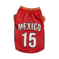 thumbnail image 2 of FENGGHAO Red Mexico Dog Soccer Jersey, Breathable Pet Sportswear with Red Striped Design, Loose Fit Athletic Shirt for Dogs and Cats, 2 of 7