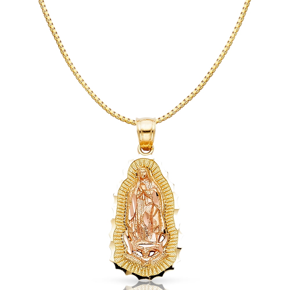 Ioka 14K Two Tone Gold Religious Our Lady of Guadalupe Charm Pendant
