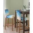 thumbnail image 2 of Blue Beige Ombre Coastal Bar Stool Covers Set of 2, Nautical Beach Starfish Coral Summer Stretch Bar Chair Covers with Backs, Removable Pub Counter Height Chair Cover for Kitchen Dining Room Cafe, 2 of 7