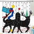 thumbnail image 1 of Whimsical Reindeer Shower Curtain Bold Black Lines Polka Dots Festive Design with Box & Christmas Tree, 1 of 5