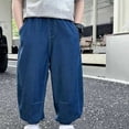 thumbnail image 5 of NAISIBABY Jeans for Boys, Elastic Waist with Pockets Fashion Casual Kids Cotton Tapered Denim Pants Blue Size 7-8, 5 of 9