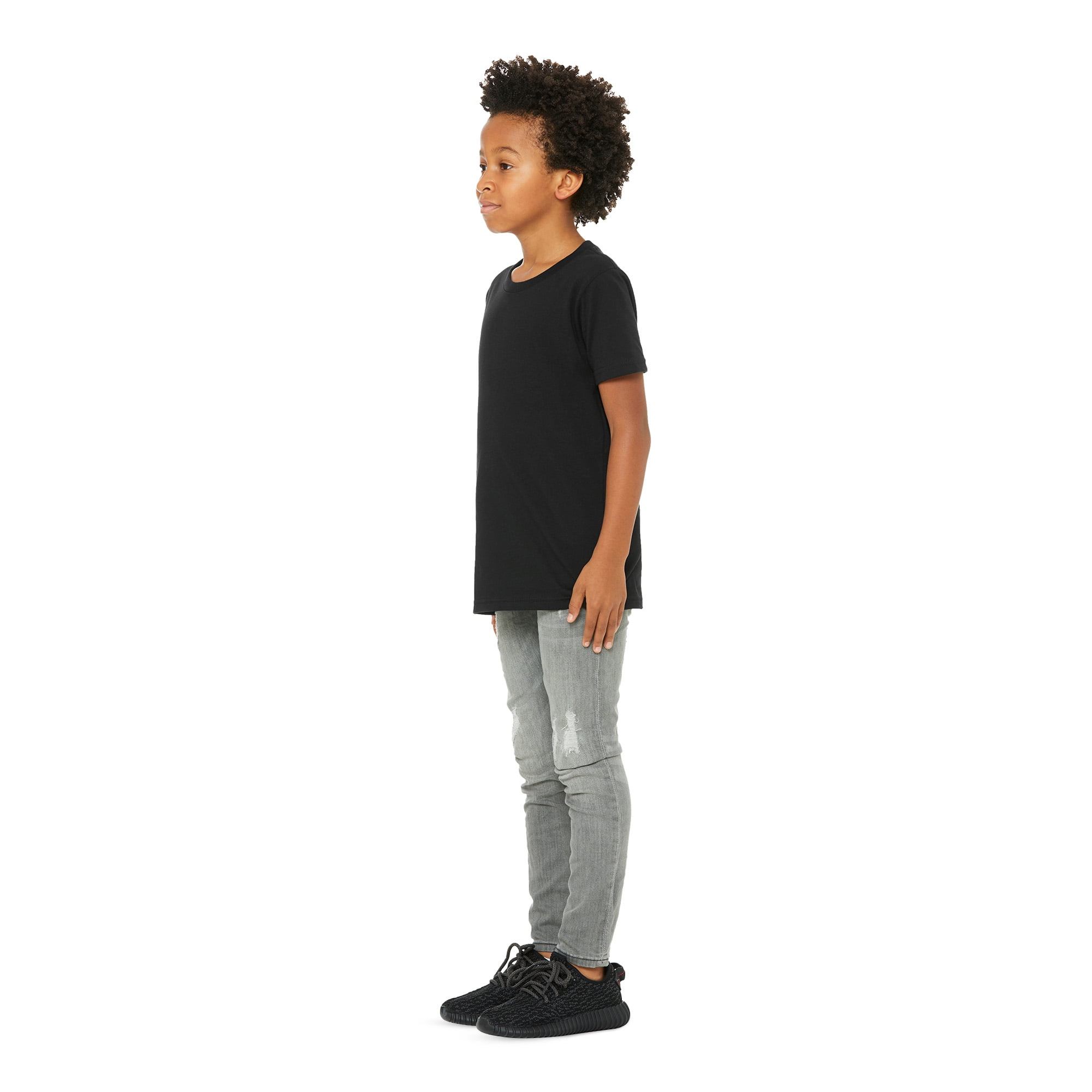 BELLA+CANVAS Youth Unisex Short Sleeve Crew Neck T-Shirt for Crafting, Black, Youth Medium