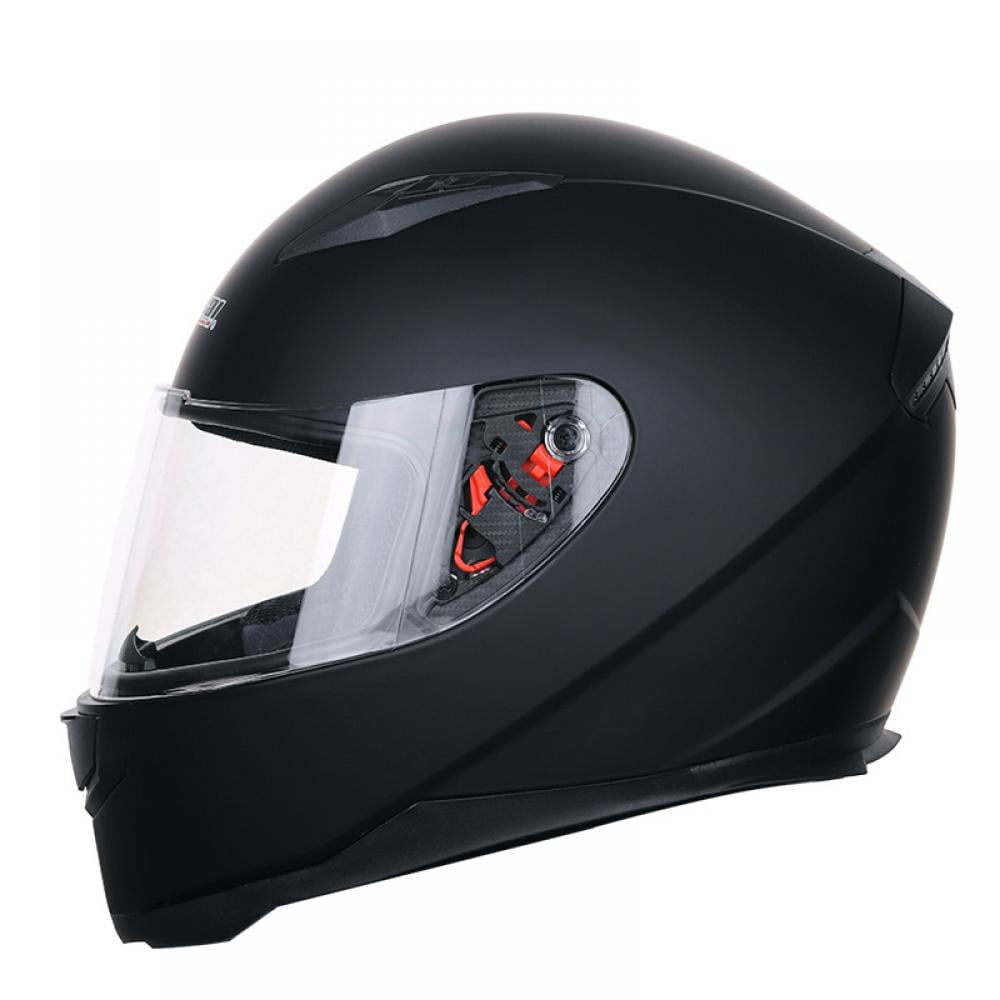 Matte Black Motorcycle Helmet With Removable Winter Neck Scarf Full