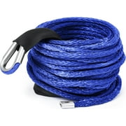 Blue Synthetic Winch Rope 3/8'' x 50ft 26, 500 Lbs Synthetic Winch Line Cable Rope with Protective Sleeve for Off Road Vehicle 4WD SUV Truck ATV UTV SUV