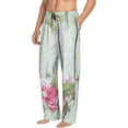 thumbnail image 2 of Uemuo Vintage Wood with Floral Pattern Men's Wide Leg Palazzo Lounge Pants with Pockets Light Weight Loose Comfy Casual Pajama Pants-Large, 2 of 9