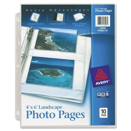 Punch Scrapbooking Pages Avery Photo Storage Pages for Four 4 x 6 Horizontal Photos, 3-Hole Punched, 10/Pack ()