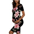 thumbnail image 6 of Delliss Women's Maternity Dress - Printed Fitted Stretch short Sleeve W/Ruched S-XL, 6 of 6