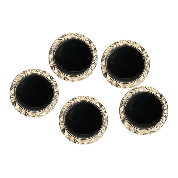 5pcs 34L Gold White Faux Pearl Buttons 21mm 7/8" Dia 0.35" Thick Plastic Round Sewing Button Replacement Craft Fastener for Coats Clothing DIY Crafts Style N