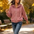 thumbnail image 5 of WCMZJ Women's Corduroy Hooded Zip Up Jacket Drawstring Hood Relaxed Fit Casual Daily Layering Outerwear Coat with Pocket, 5 of 8