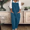 thumbnail image 6 of Yuwull Women Casual Loose Long Bib Pants Wide Leg Jumpsuits Baggy Cotton Rompers Overalls with Pockets Summer Linen Pants, 6 of 8