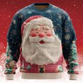 thumbnail image 1 of Chandail en Molleton Côtelé à Col Rond Manches Longues Doux Confortable Chandail-Over pour Tenue Décontractée et Festive Ensemble de Chandail en Molleton Chaud Chandail en Molleton Usé Extérieur Mousse Petite Capuche Bleu 4TG, 1 of 2