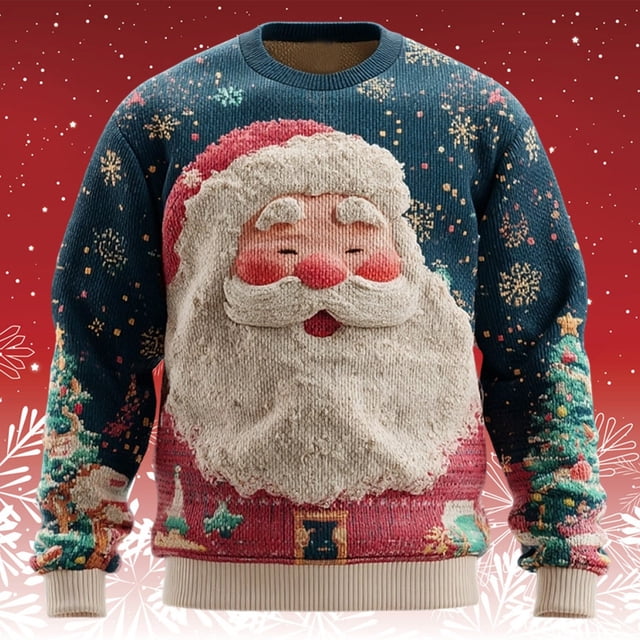 Chandail en Molleton Côtelé à Col Rond Manches Longues Doux Confortable Chandail-Over pour Tenue Décontractée et Festive Ensemble de Chandail en Molleton Chaud Chandail en Molleton Usé Extérieur Mousse Petite Capuche Bleu 4TG