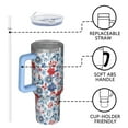 thumbnail image 4 of OBREWU Pioneer Flower Tumbler with Handle and Lid,Pioneer Flower 40oz Double Wall Vacuum Insulated Tumbler,Cups Gift for Women and Men, 4 of 7