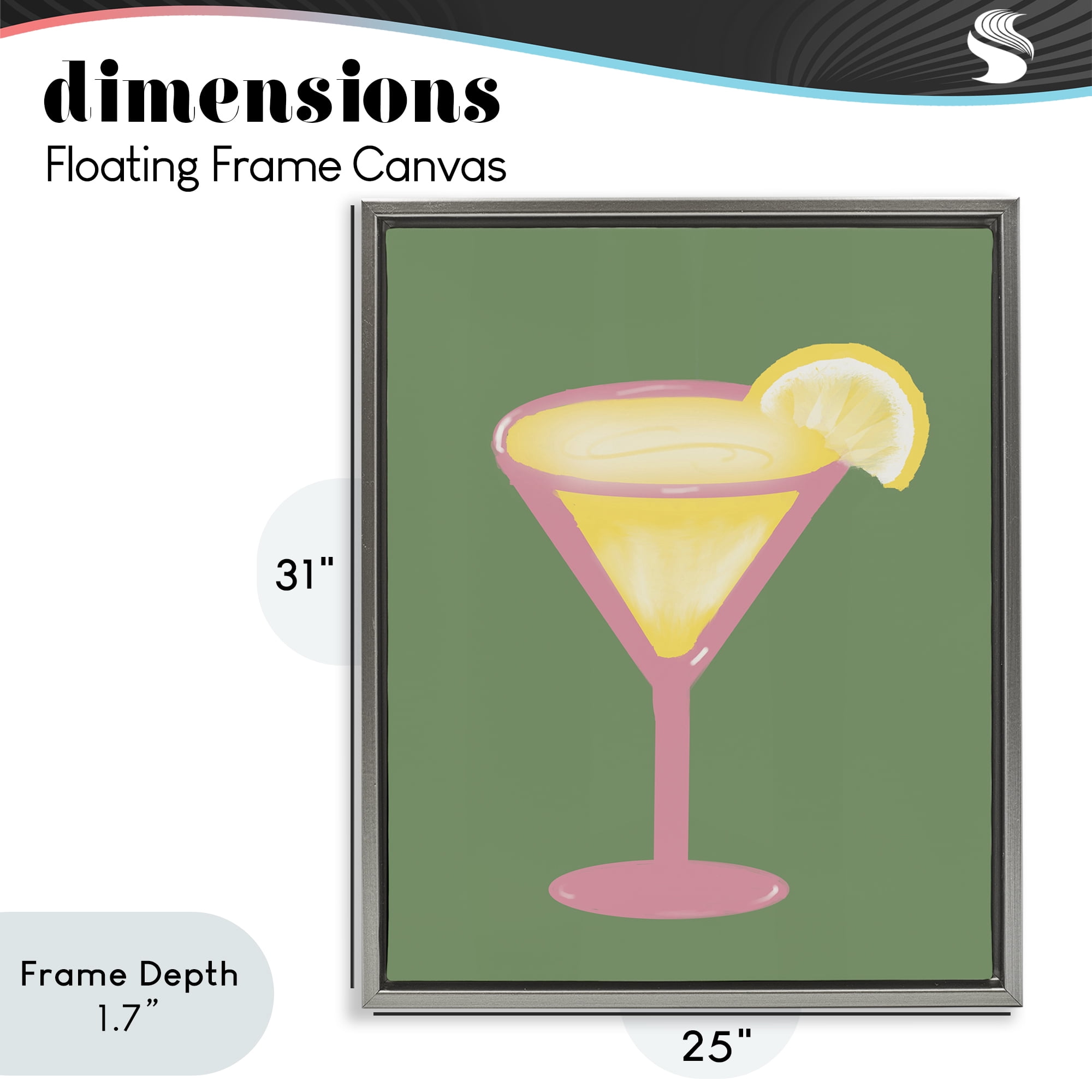Stupell Industries Lemon Drop Glass over Green Gray Framed Floater Canvas Wall Art, design by Robin Maria