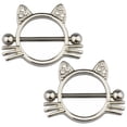 thumbnail image 1 of Bague en Forme de Chat 2 Pcs Tétine en Acier Inoxydable Barre de Perçage Bijou, 1 of 6