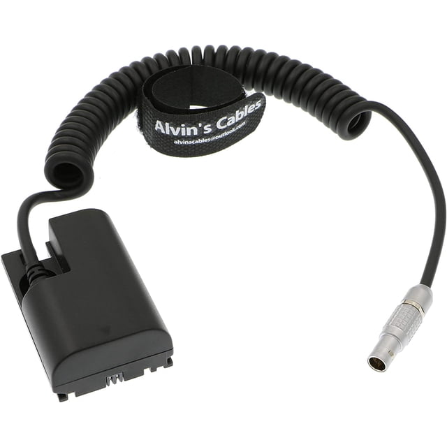 Alvin's Cables Lanparte LP E6 Dummy Battery to 2 Pin Male Power Coiled Cable for SmallHD Monitor Canon 5D
