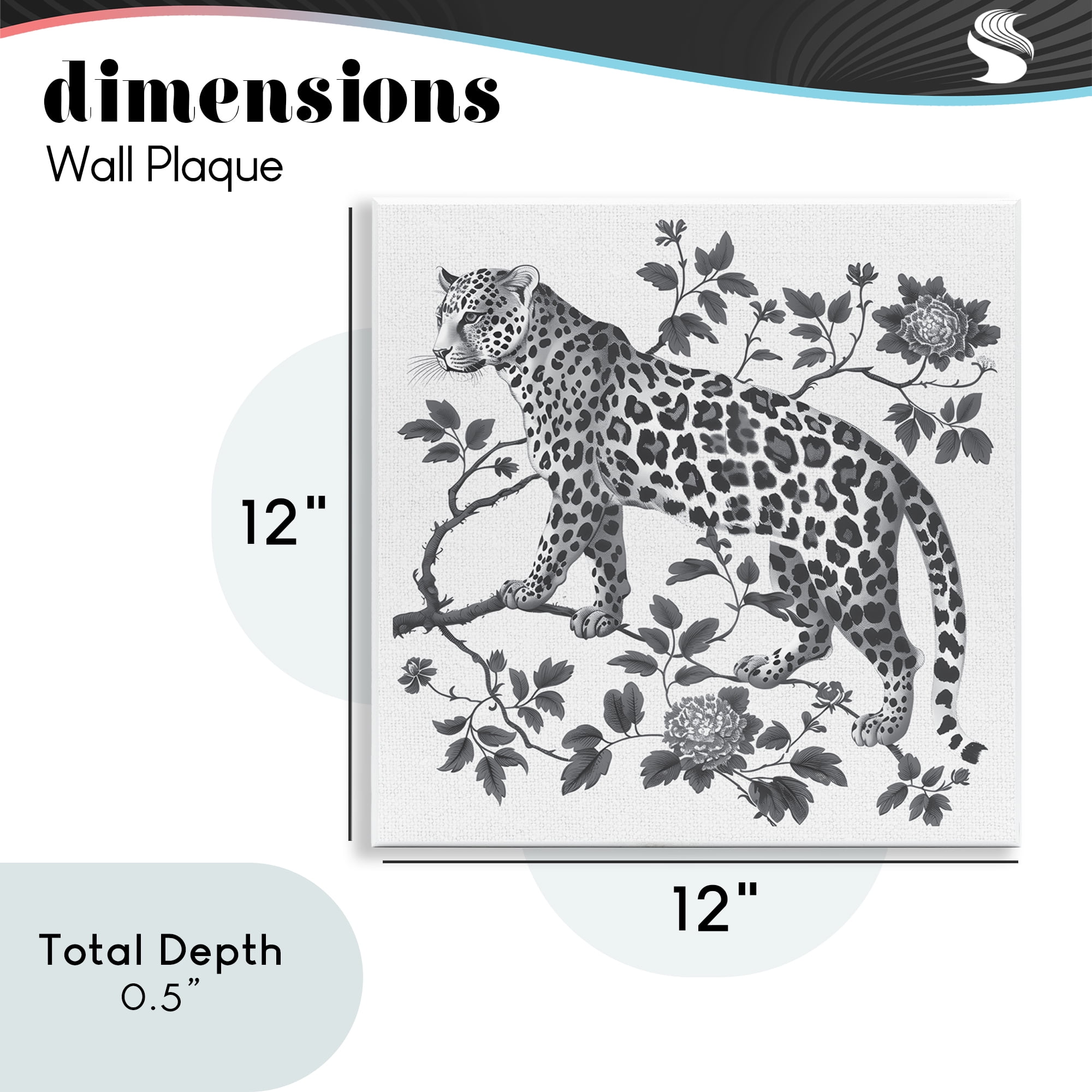 Monochrome Detail Leopard Wall Plaque Art, design by Lettered and Lined