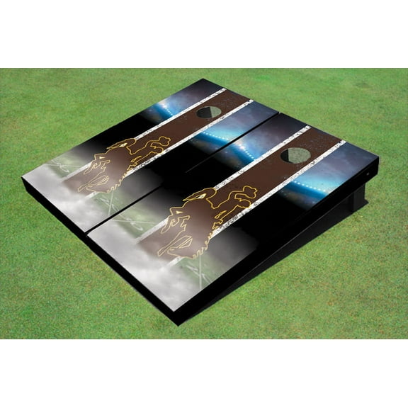 University Of Wyoming Cowboys Field Long Strip Matching Brown Themed Cornhole Boards