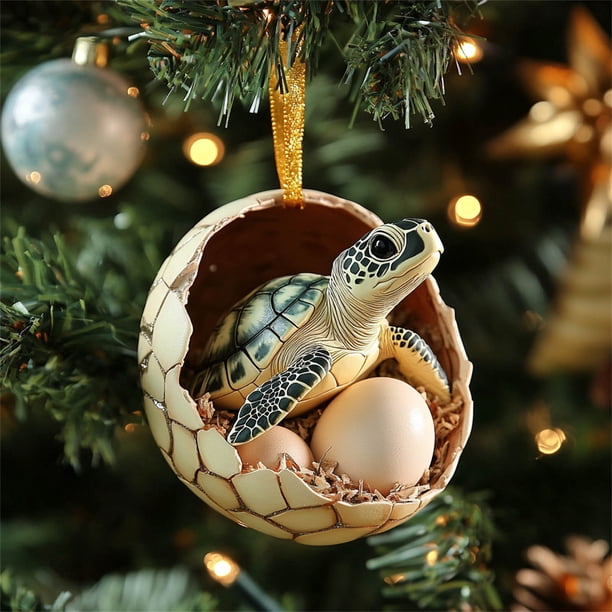 Xihbxyly Huevos de Granja Navideños, Adornos de Patos y Dinosaurios Bebés, Colgante de Árbol Caprichoso, Celebración de La Vida En La Granja, Idea de Regalo Navideño, Juego de 6 Adornos
