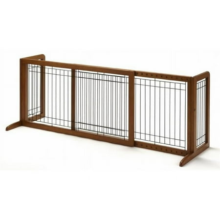 UPC: 0803840941362 | Richell Freestanding Dog Gate  Brown  Large  71.30 L x 17.70 W x 20.10 H