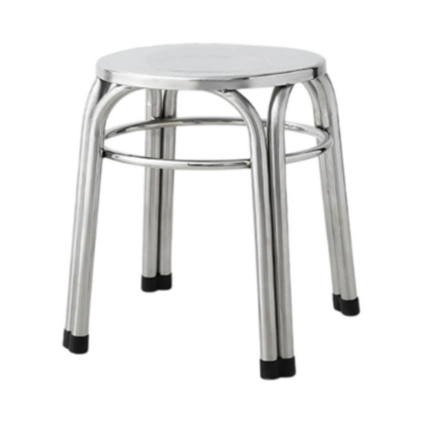 Taburete de metal redondo, fácil de limpiar, antideslizante, resistente, sin respaldo, portátil, apilable. 29 cm x 47 cm