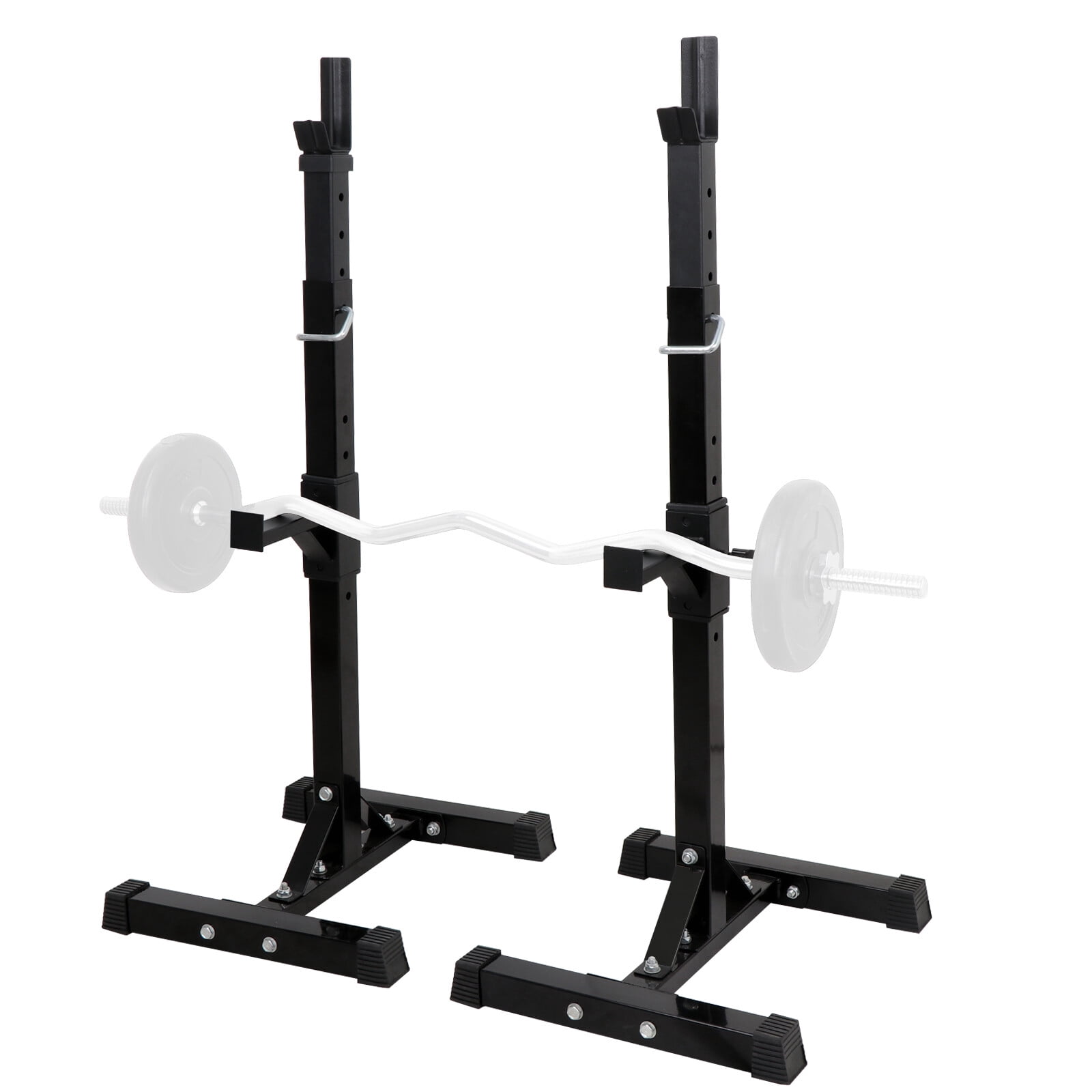 SuperDeal Adjustable Squat Stand, Sturdy Steel Barbell Stand with 13-Position Safety Spotters, Rubber End Caps, 550LBS Max Capacity, Ideal for Home Gym Workouts