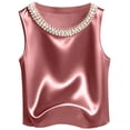 thumbnail image 4 of Women's Elegant Satin Tank Top - Pearl Embellished Round Neck Sleeveless Camisole, Solid Color Summer Top for Casual & Office Wear (S-XXL), 4 of 4