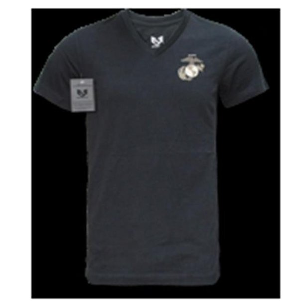 Rapid Dominance S21-MAR-BLK-04 Militaire V-Cou Tee- Marines- Noir- Extra Large