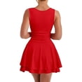 thumbnail image 4 of Women's Square Neck Sleeveless A-Line Mini Dress Ruffle Layered Skater Dress Casual Summer Dress, 4 of 8