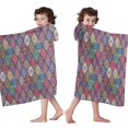 thumbnail image 4 of Red Boho Ethnic Geometric Pattern Hooded Bath Towel，60"x35" for Ages 3 To 12 Kids, Quick Dry Lightweight Soft Microfiber Hood Beach Towel Cover Up for Kids, 4 of 7