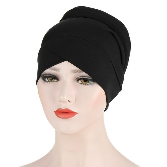 Herrnalise Women Solid India Hat Muslim Ruffle Chemo Hat Beanie Wrap Cap