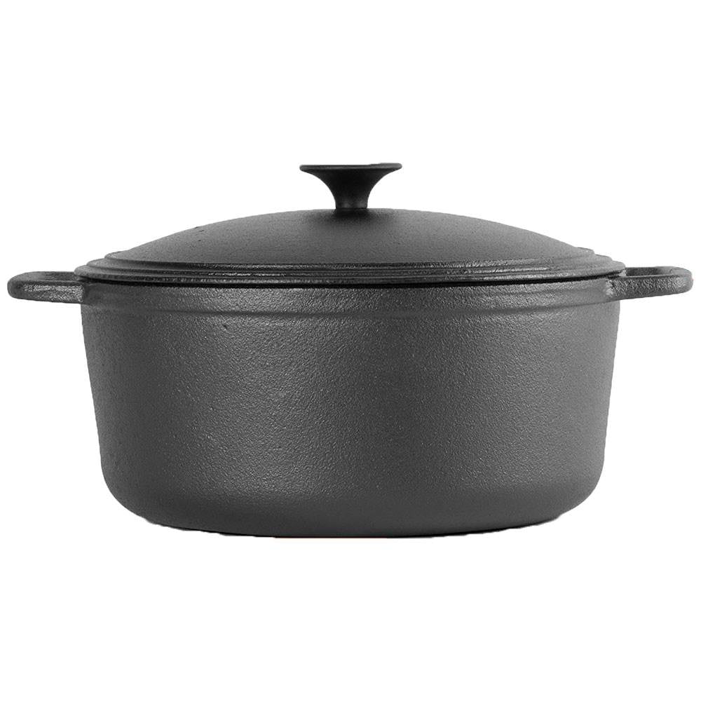 Large /& Heavy Thick-Walled Cooking Pot with Tight-Fitting Lid and Easy-To-Grip Handle Commercial Chef 6.6 Cast Iron Quart Dutch Oven