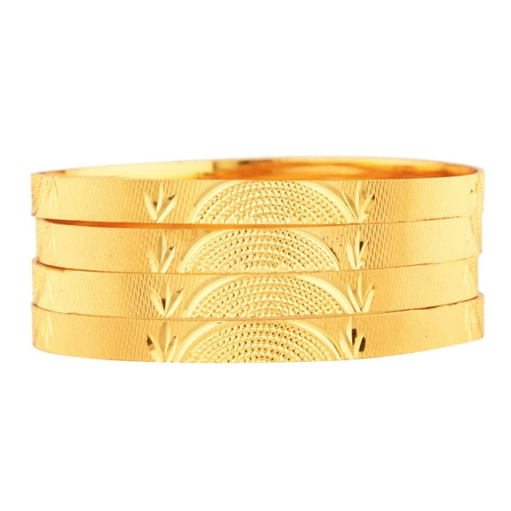 Efulgenz Indian Bangle Set Gold Tone Plain Glossy Engraved Bracelet Bangle Jewelry for Women, (4 Pcs) Size-2.8