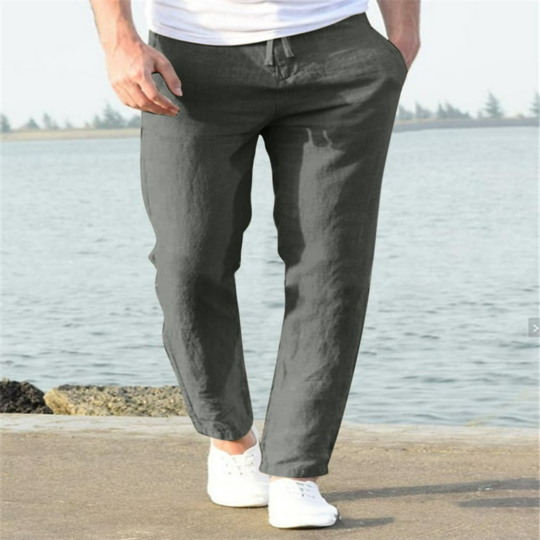 YUHAOTIN Lounge Pants Men Men Linen Casual Lightweight Beach Pants
