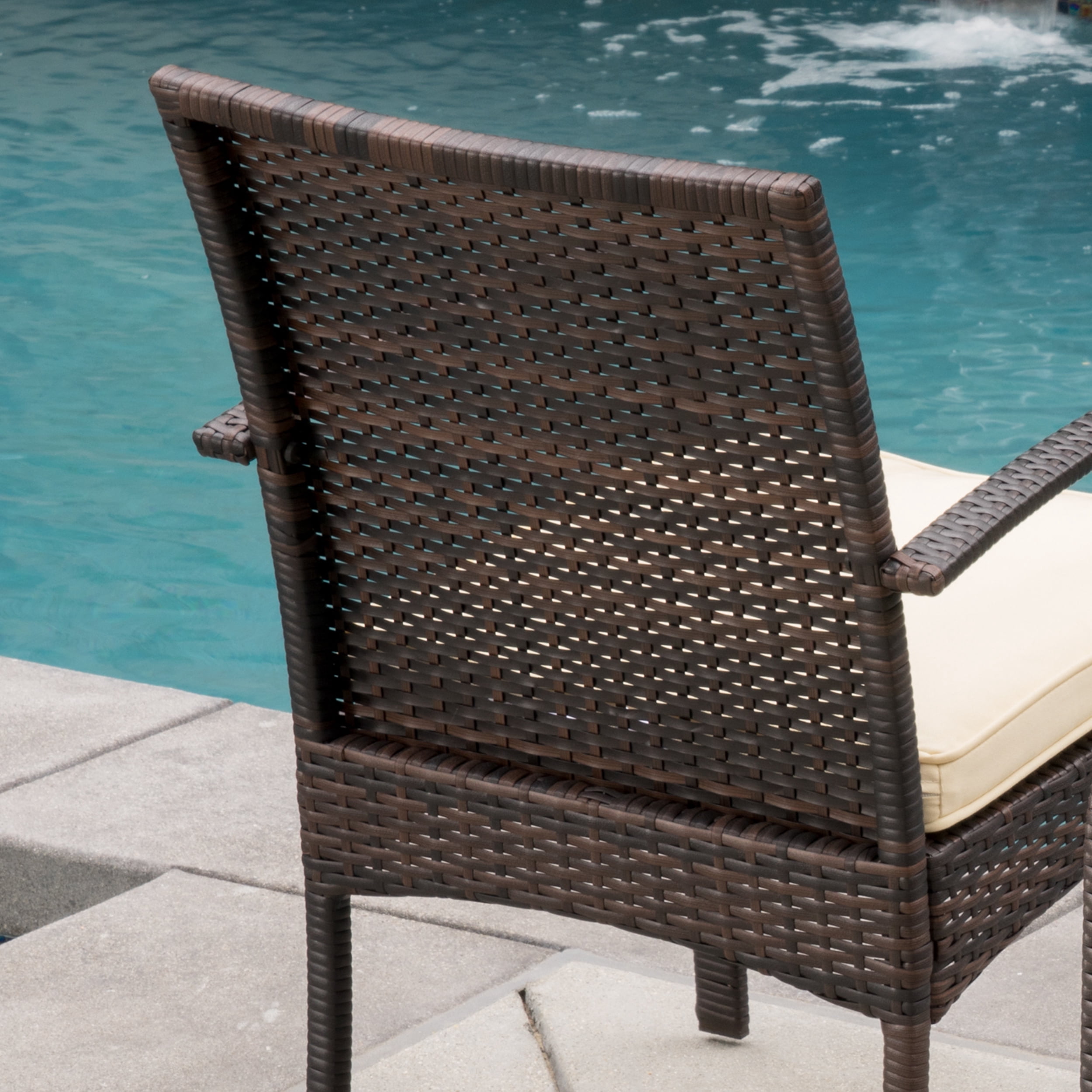 Noble House Brown Indoor Traditional Wicker Dining Chair Set, Cream