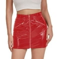 thumbnail image 2 of Women Glossy Leather Skirt, Sexy Zipper Open Crotch, Shiny Latex Hip Skirt, 2 of 7