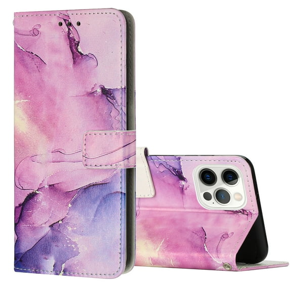 Allytech for iPhone 14 Pro Max Case, PU Leather Flip Wallet Case with Card Slot & Kickstand & Wrist Strap Shockproof Protective Case for iPhone 14 Pro Max 6.7" 2022 Women Men, Purple