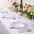 thumbnail image 6 of 350PCS Silver Plastic Dinnerware Set - Silver Plastic Plates Disposable Lace Design for 50 Guests Include 100 Plates,50 Forks, 50 Knives, 50 Spoons,50Cups,50 Napkins,Idea for Party&Wedding, 6 of 12