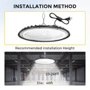 2 Pack High Bay Lights 300W LED Shop UFO Light 6000K IP65 Commercial Bay Lighting Fixture 30000 LM Super Bright, 5ft Cable Plug & Play for Warehouse Factory Garage Workshop Barn