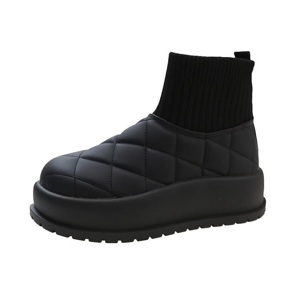 Botas de nieve para mujer, estilo coreano de invierno, forro polar, ropa exterior cálida, suela gruesa, caña alta, zapatos acolchados de algodón, botas cortas de manga