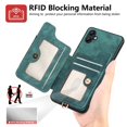 thumbnail image 6 of ELEHOLD for Samsung Galaxy A04E Case with Ring Holder, Galaxy A04E Wallet Case with RFID Blocking Card Holder Wristlet Strap, Magnetic Button Flip Folio Kickstand Shockproof Phone Cover,Green, 6 of 7