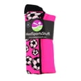 thumbnail image 2 of Crazy Soccer Socks with Soccer Balls over the calf (Neon Pink/Black, Medium), 2 of 2