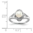 thumbnail image 4 of Sterling Silver Rhodium-plated Diamond & FW Cultured Pearl Ring, 4 of 6