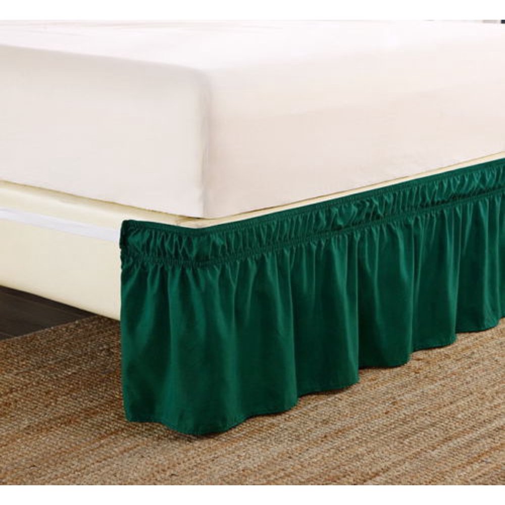 Twin Hunter Green Elastic Wrap Around Dust Ruffled Bed Skirt Bedding
