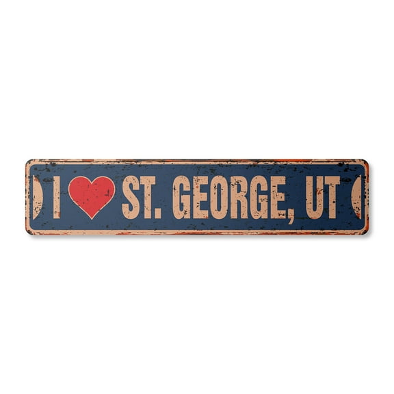 I LOVE ST. GEORGE UTAH Vintage Plastic Street Sign ut city state us wall road décor gift | Indoor/Outdoor | 24" Wide