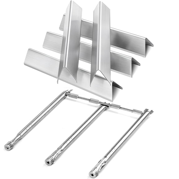 7636 Flavorizer Bars & 69787 Burners Set for Weber Spirit 300 / Spirit II 300 GS4 Grills E-310, E-320, S-310, S-320 (Front-Controls), Stainless Steel