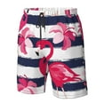 thumbnail image 5 of Disketp Men'S Swim Trunks Hawaiian Breathable Surf Beach Swimsuits Mesh Lining Beach Shorts With Pockets-Dark Blue Stripes And Pink Flamingos, 5 of 9